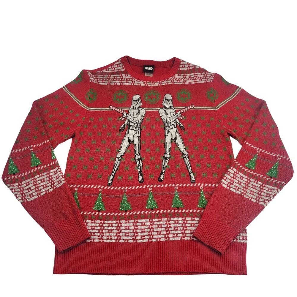 Star Wars Ugly Christmas Sweater Stormtroopers Unisex Small Red Green White